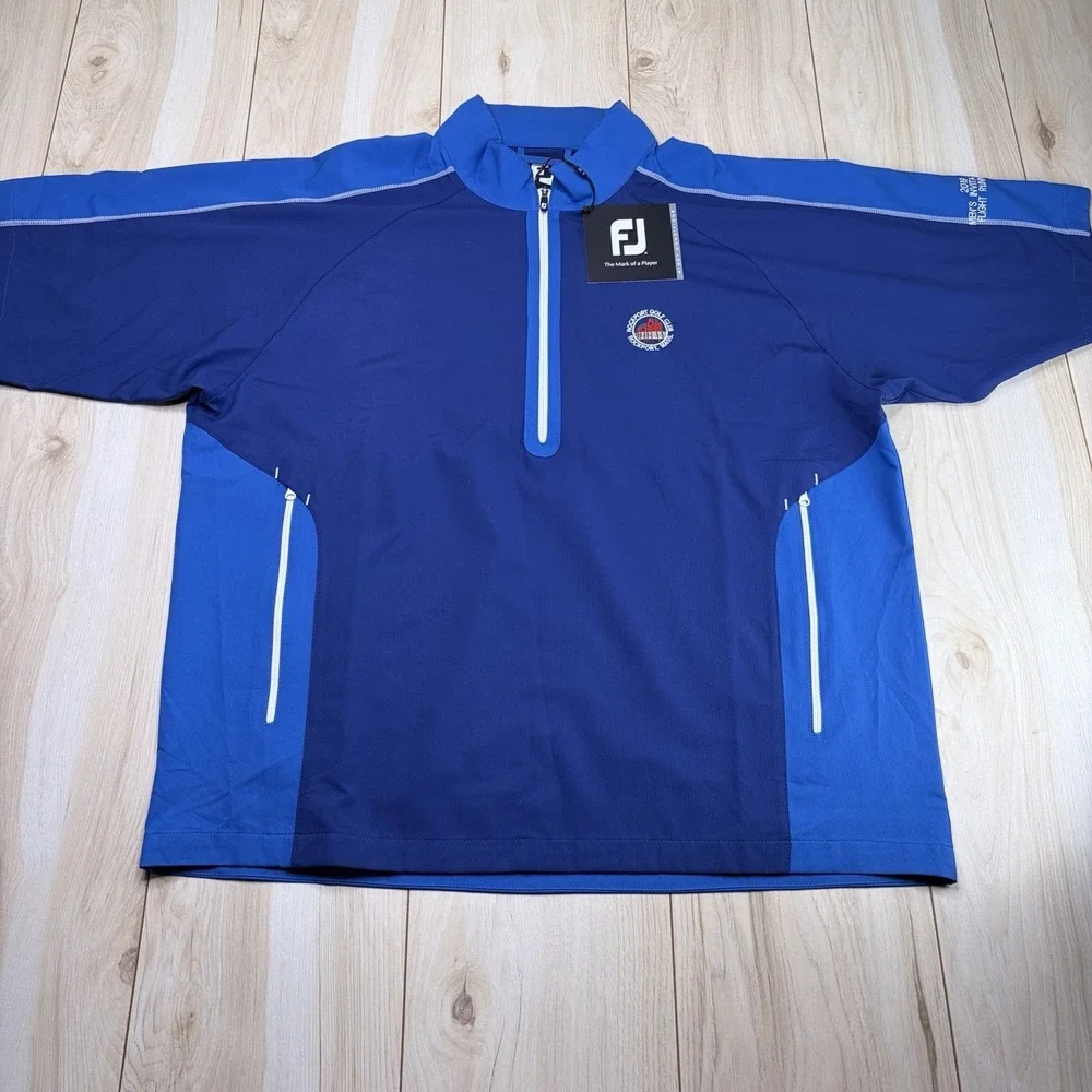 Footjoy Golf Short Sleeve Windshirt ROCKPORT GOLF CLUB Men's XL NEW 1/4 Zip